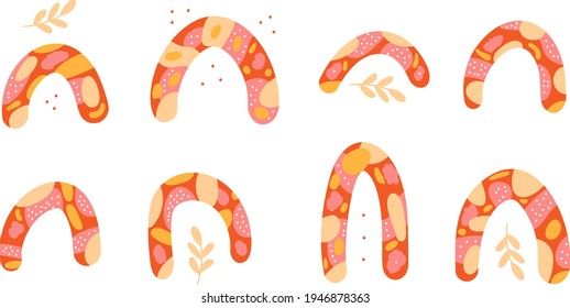 Children's rainbow clipart set of vector graphics on an isolated white background