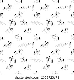 Children's riding group, seamless vector pattern