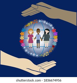 Children's rights and protection worldwide. Vector illustration