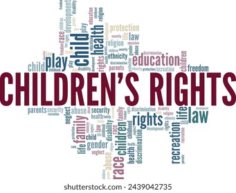 Children's Rights word cloud conceptual design isolated on white background.