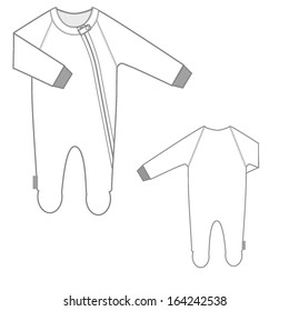 Children's romper suit with zipper (vector)