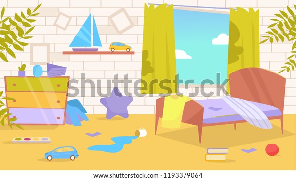 Childrens Room Dirty Messy Vector Cartoon Stock Vector (Royalty Free ...