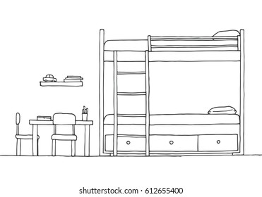 Children Room Bunk Bed Stock Illustrations Images Vectors