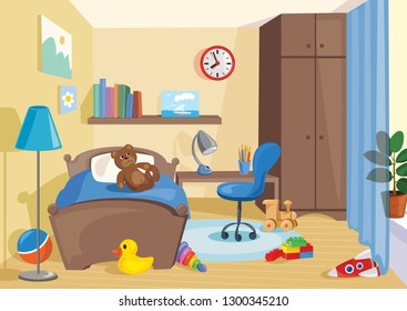 Children's Room, Interior, Furniture. Vector Illustration