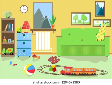 children's room with toys