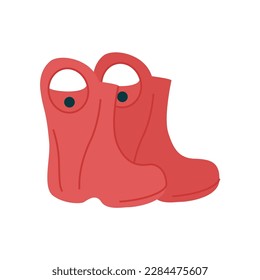 Children's rubber boots on thick corrugated soles, icon isolated on white background, vector cartoon illustration in flat style