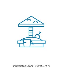 Children's sandbox linear icon concept. Children's sandbox line vector sign, symbol, illustration.