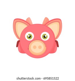 Children's school bag on the straps completely stylized as a cartoon face pig. Isolated object. Vector illustration, cartoon style, back to school.
