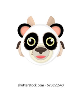Children's school bag on the straps completely stylized as a cartoon panda face. Isolated object. Vector illustration, cartoon style, back to school.
