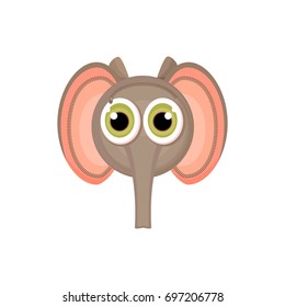 Children's school bag on the straps completely stylized as a cartoon elephant face. Isolated object. Vector illustration, cartoon style, back to school.

