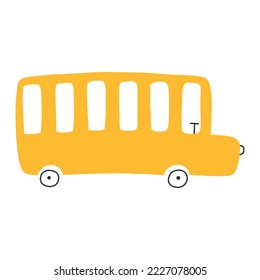 Childrens school bus. Hand drawn bright car. Vector illustration