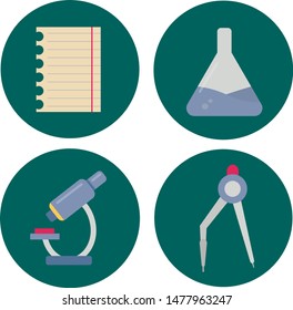 
children's school icons, flat design