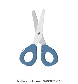 Tijeras de escuela para niños. Objeto de la escuela infantil. Suministros para estudiantes. Tijeras de papelería. Aislado sobre un fondo blanco