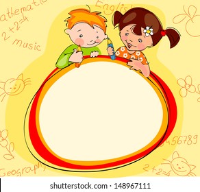 children's school yellow background,  Place for text