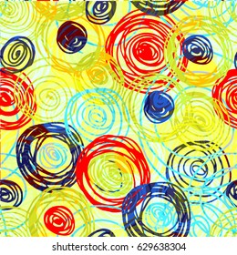 Children's scribbles. Seamless pattern. Drawing hand. Doodle. Colored pencils.