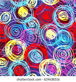 Children's scribbles. Seamless pattern. Drawing hand. Doodle. Colored pencils.