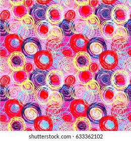 Children's scribbles. Seamless pattern. Drawing hand. Doodle. Colored pencils.