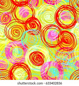 Children's scribbles. Seamless pattern. Drawing hand. Doodle. Colored pencils.