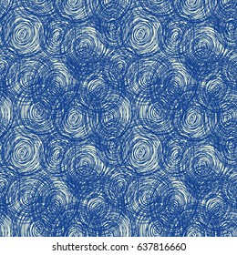 Children's scribbles. Seamless pattern. Drawing hand. Doodle. Colored pencils. Boho. Ethnic. Batik tiling background