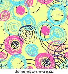 Children's scribbles. Seamless pattern. Drawing hand. Doodle. Colored pencils