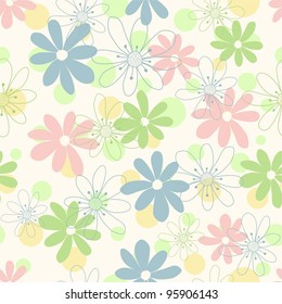 Children's seamless background with multicolored flowers