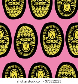Children's seamless hand drawn pattern with hedgehog