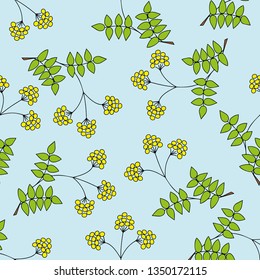Children's seamless pattern with branches, leaves
