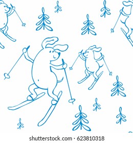 Children's seamless pattern in cartoon style with cute dogs. Father’s day vector background.