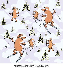 Children's seamless pattern in cartoon style with cute dogs. Father’s day vector background.