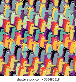 Childrens seamless pattern with colored hedgehogs