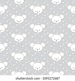 Children`s seamless pattern with cute cartoon baby  mouses. For kid textile and other print. Vector.