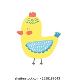 Childrens seamless pattern with cute hens and flowers. Spring farm background. Vector Easter illustration for prints, fabric, wallpaper, wrapping and decor.