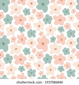 Children's seamless pattern delicate flowers in pastel colors. Cute texture for kids room design, Wallpaper, textiles, wrapping paper, apparel. Vector illustration