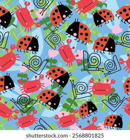 Children's seamless pattern for fabric, packaging, wallpaper, wrapping paper design