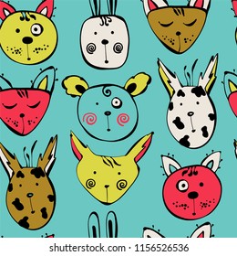 Children's seamless pattern with fairy animals.