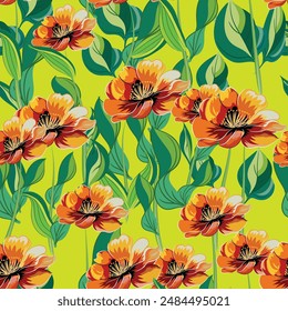 Children's seamless pattern with flowers. Cute texture for kids room design, Wallpaper, textiles, wrapping paper, apparel. 