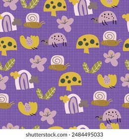 Children's seamless pattern with flowers. Cute texture for kids room design, Wallpaper, textiles, wrapping paper, apparel. 