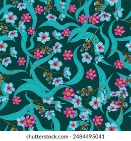 Children's seamless pattern with flowers. Cute texture for kids room design, Wallpaper, textiles, wrapping paper, apparel. 