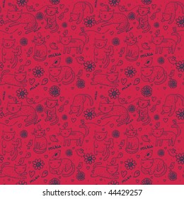 Children's seamless pattern - funny cartoon cats