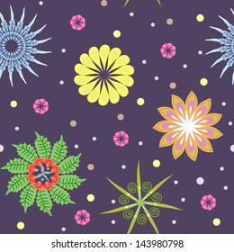 Children's seamless pattern with geometric flowers
