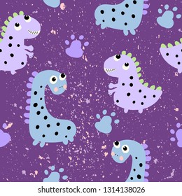 Children's seamless pattern with hand drawn dinosaur in scandinavian style. Creative background for fabric, textile, wrapping. Vector illustration.