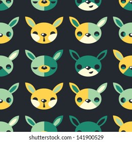 Childrens seamless pattern with hares on dark background