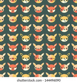 Childrens seamless pattern with hares on dark background