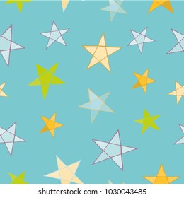 
Children's seamless pattern with multicolored stars hand drawn vector illustrations 