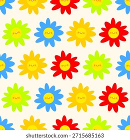 Children's seamless pattern with rainbow suns