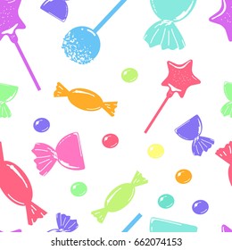 Children's seamless  pattern with sweets.Seamless pattern zoo figure adapted for the child's perception.Colorful seamless pattern for kids 