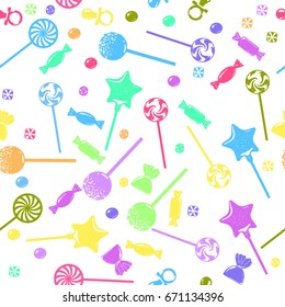 Children's seamless pattern with sweets.Seamless pattern zoo figure adapted for the child's perception.Colorful pattern for kids
