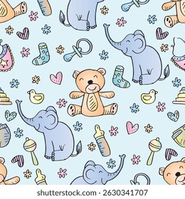 Patrón sin fisuras para niños con juguetes y animales