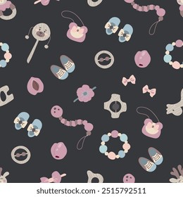 Patrón sin fisuras de los niños con los juguetes. Diseño de tela, textiles, Fondo de pantalla, embalaje	