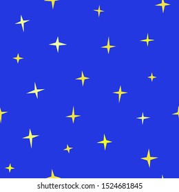 Children's seamless pattern of yellow stars on the blue sky background. Template banner for kids parties and events.